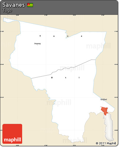 Classic Style Simple Map of Savanes, single color outside