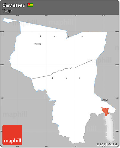 Gray Simple Map of Savanes, single color outside