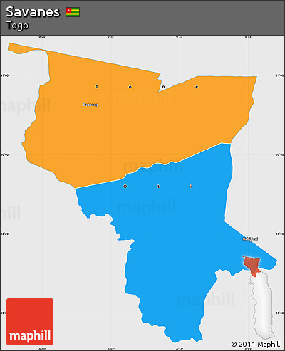 Political Simple Map of Savanes, single color outside