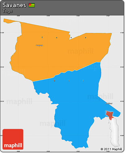 Political Simple Map of Savanes, single color outside