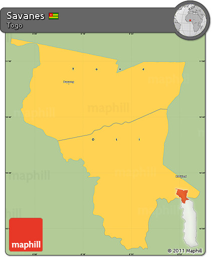 Savanna Style Simple Map of Savanes, single color outside