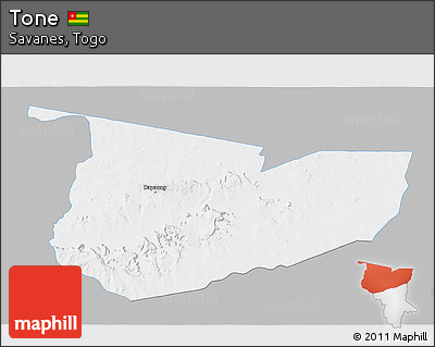 Gray 3D Map of Tone, single color outside