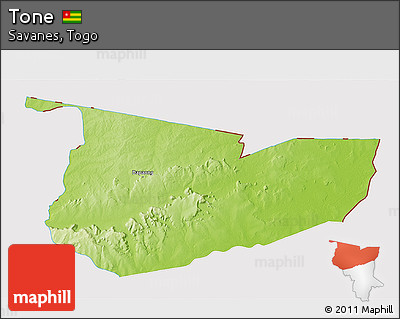 Physical 3D Map of Tone, cropped outside