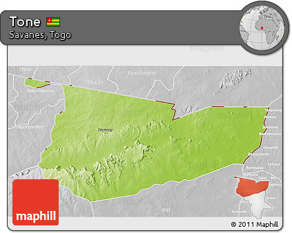 Physical 3D Map of Tone, lighten, desaturated