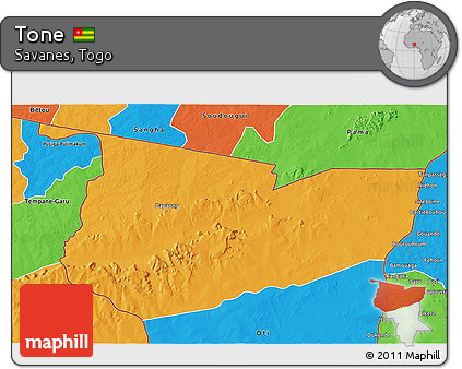 Political 3D Map of Tone