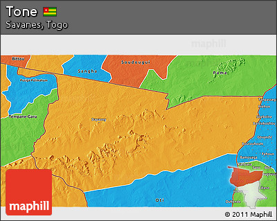 Political 3D Map of Tone