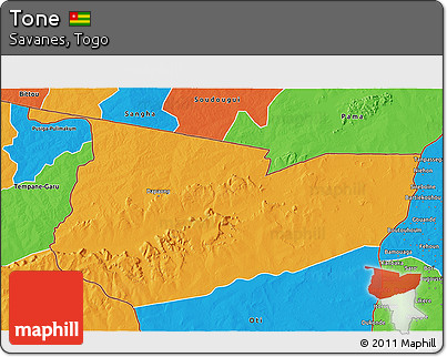 Political 3D Map of Tone