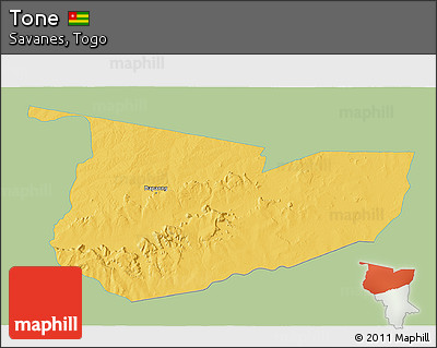 Savanna Style 3D Map of Tone, single color outside