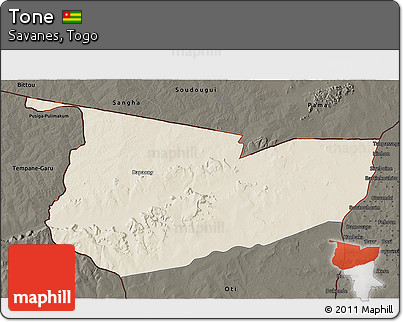 Shaded Relief 3D Map of Tone, darken
