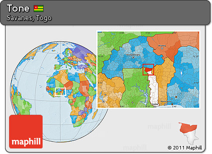 Political Location Map of Tone, highlighted country