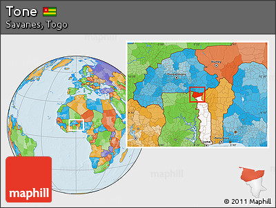 Political Location Map of Tone, highlighted country
