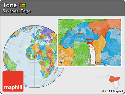 Political Location Map of Tone, highlighted country