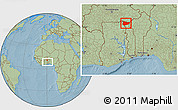 Savanna Style Location Map of Tone, within the entire country, hill shading