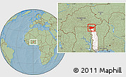 Savanna Style Location Map of Tone, highlighted country, hill shading