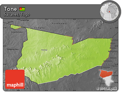 Physical Map of Tone, darken, desaturated