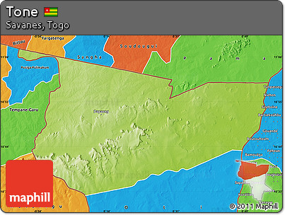 Physical Map of Tone, political outside