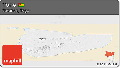 Classic Style Panoramic Map of Tone, single color outside