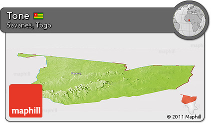 Physical Panoramic Map of Tone, cropped outside