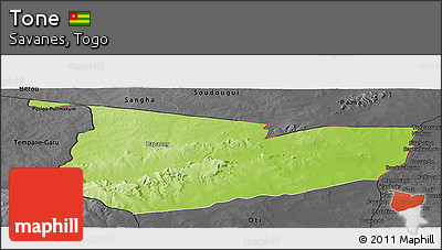 Physical Panoramic Map of Tone, darken, desaturated