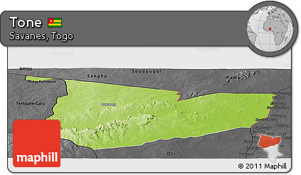 Physical Panoramic Map of Tone, darken, desaturated