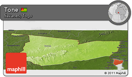 Physical Panoramic Map of Tone, darken