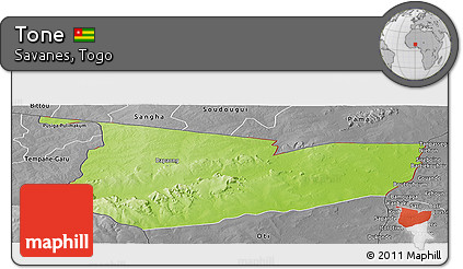 Physical Panoramic Map of Tone, desaturated