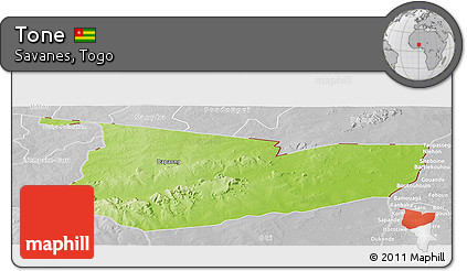 Physical Panoramic Map of Tone, lighten, desaturated