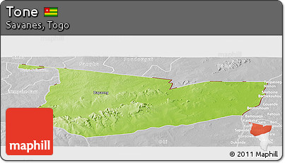 Physical Panoramic Map of Tone, lighten, desaturated