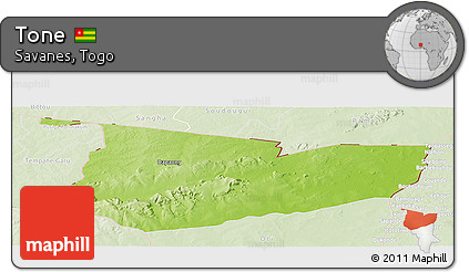 Physical Panoramic Map of Tone, lighten