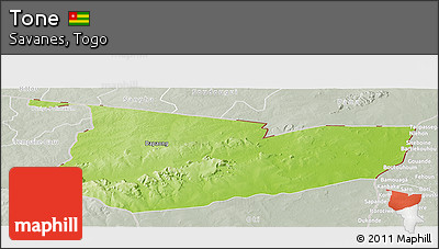 Physical Panoramic Map of Tone, lighten, semi-desaturated