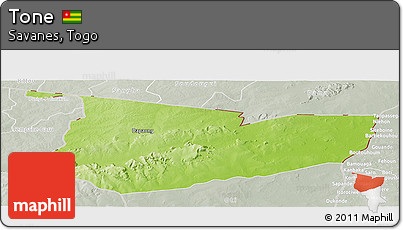 Physical Panoramic Map of Tone, lighten, semi-desaturated