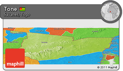 Physical Panoramic Map of Tone, political outside