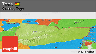 Physical Panoramic Map of Tone, political outside