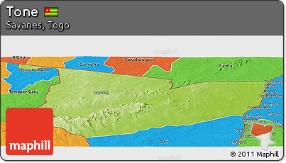 Physical Panoramic Map of Tone, political outside