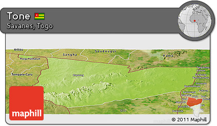 Physical Panoramic Map of Tone, satellite outside