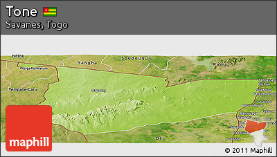 Physical Panoramic Map of Tone, satellite outside