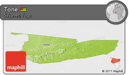 Physical Panoramic Map of Tone, single color outside