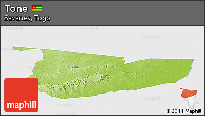 Physical Panoramic Map of Tone, single color outside