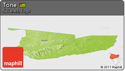 Physical Panoramic Map of Tone, single color outside