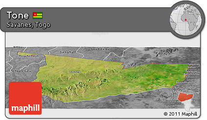 Satellite Panoramic Map of Tone, desaturated
