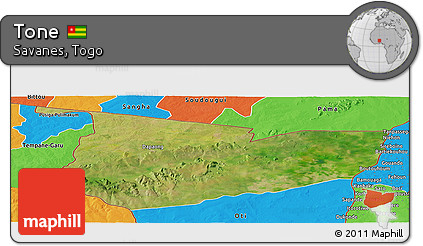 Satellite Panoramic Map of Tone, political outside