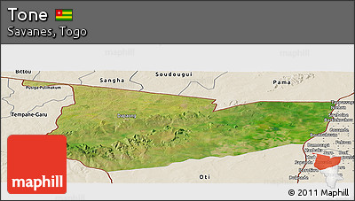 Satellite Panoramic Map of Tone, shaded relief outside