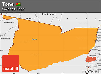Political Simple Map of Tone, single color outside, borders and labels