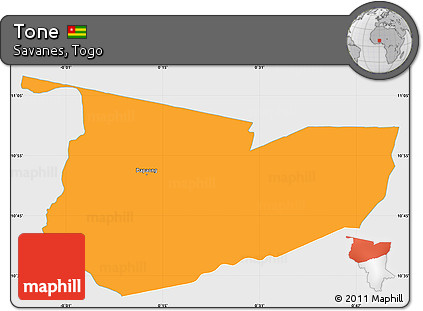 Political Simple Map of Tone, single color outside