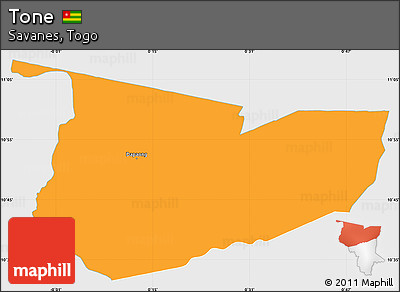 Political Simple Map of Tone, single color outside