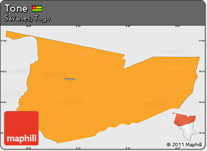 Political Simple Map of Tone, single color outside
