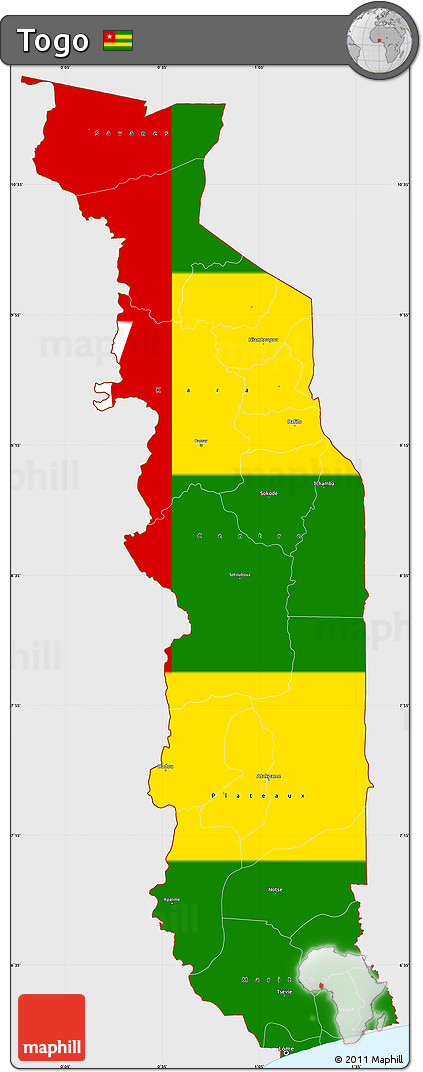 Flag Simple Map of Togo, single color outside