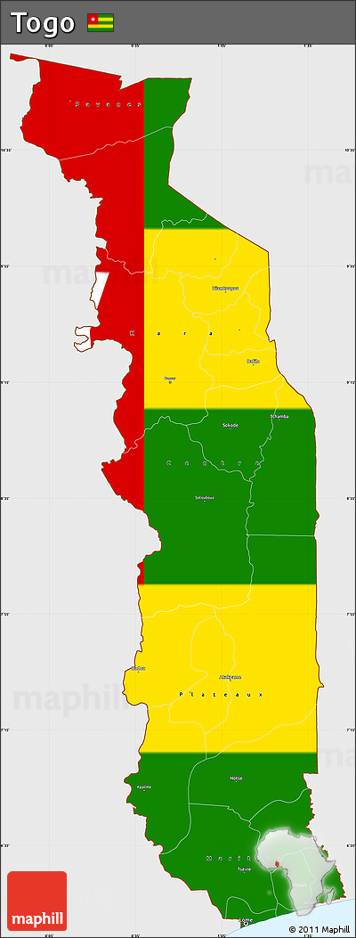 Flag Simple Map of Togo, single color outside