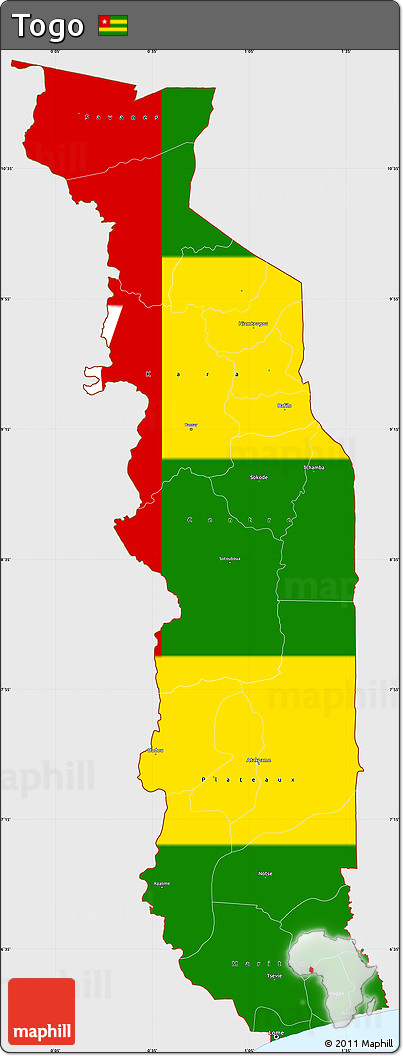 Flag Simple Map of Togo, single color outside