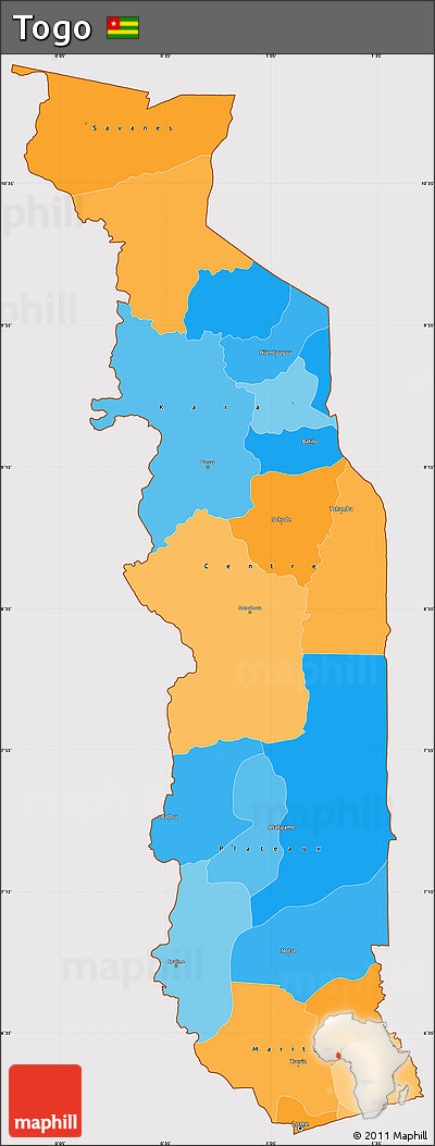 Political Simple Map of Togo, cropped outside